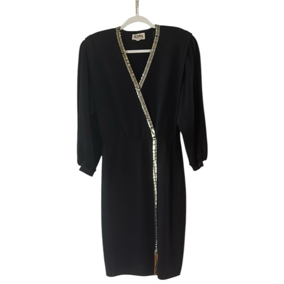St. John Dresses & Skirts - St John by Marie Gray Vintage made in USA Black Dress with Gold Trim size 8